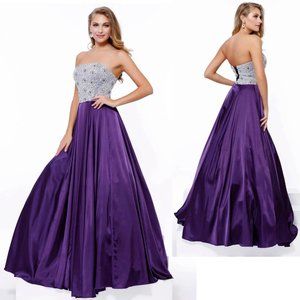 NWT Nox Anabel-8186 Embellished Strapless Long Formal Gown Prom Dress, S